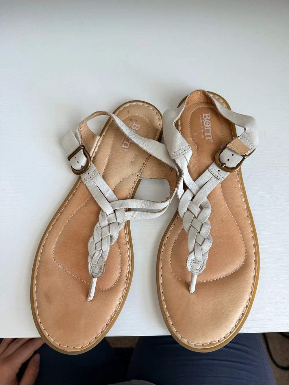 Born Lake Sandal White Straps Size 11
